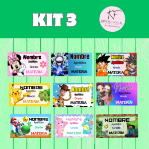 Kit 3 Etiquetas Escolares - Gaming, Anime y Clásicos